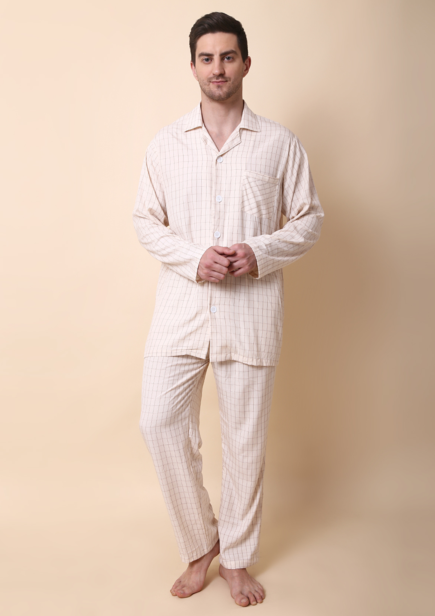 Ukal Men's Wool Blend & Fleece Fur, core Velvet Full Length Winter Nightwear  Pajama and top
