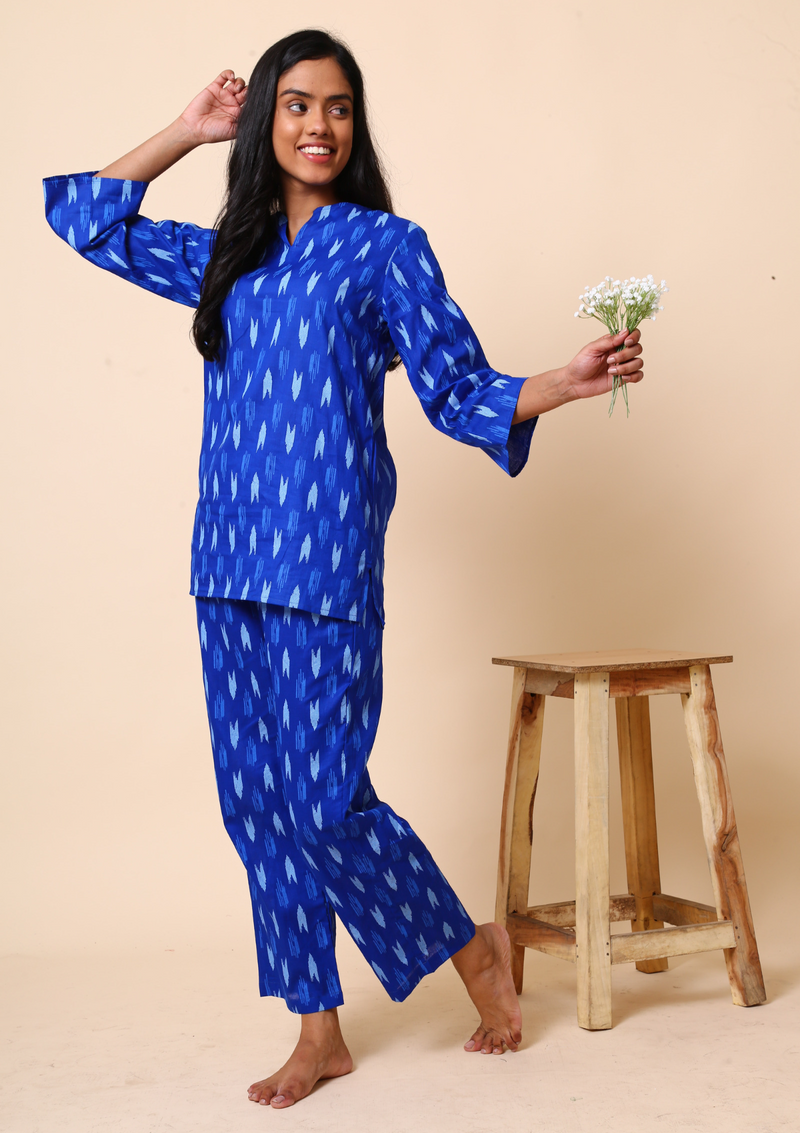 Blue Ikkat Co-ord Set