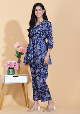 Flora Blue Short Kurti Set