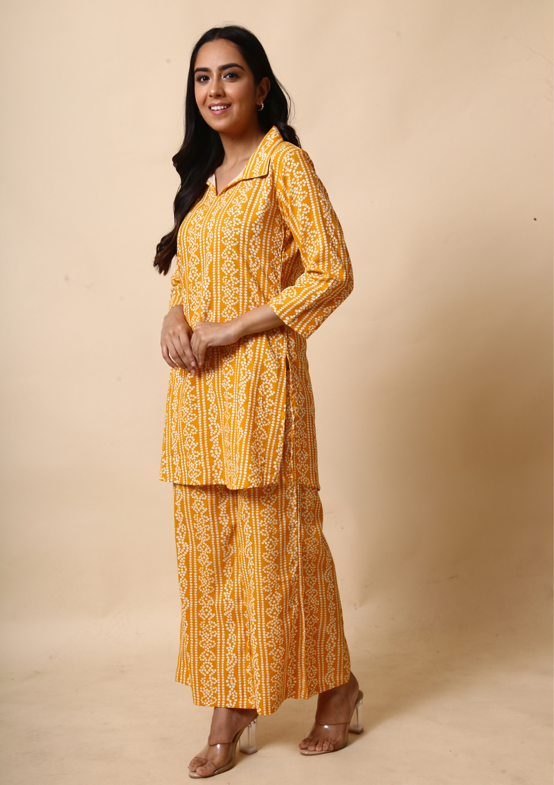 Bandhani Palazzo Set- Yellow