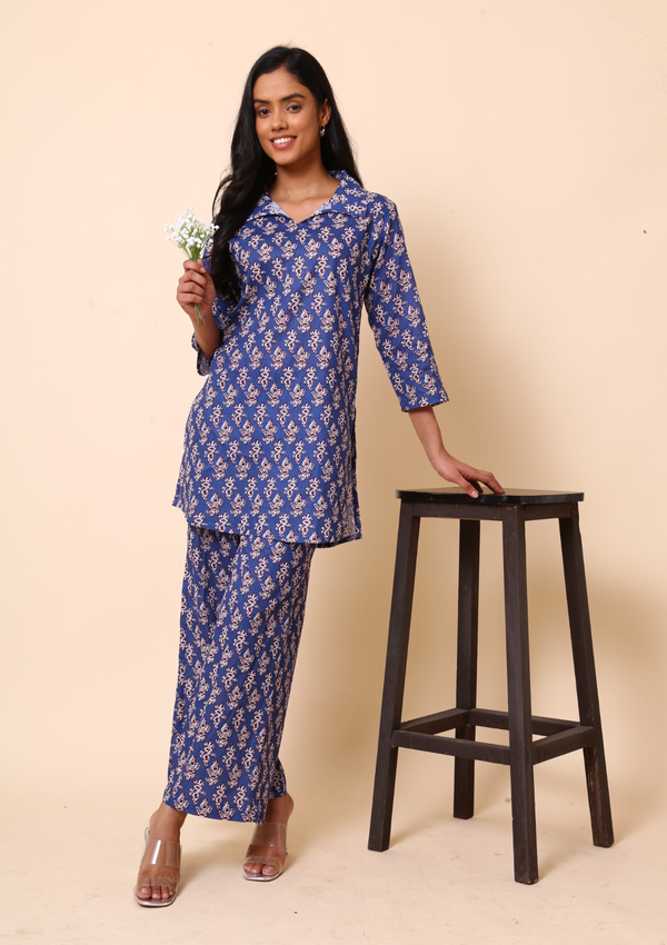 Blue Booti Palazzo Set - Label kuhoo