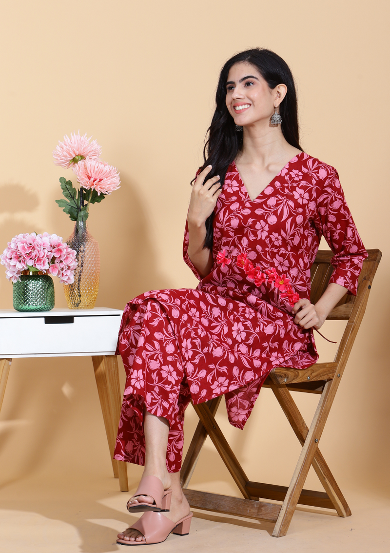 Rosy Vineyard Kurta Set