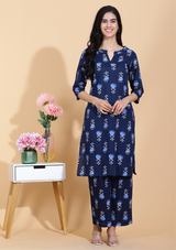 Azure blossom kurta set cotton embroidered kurta set traditional style