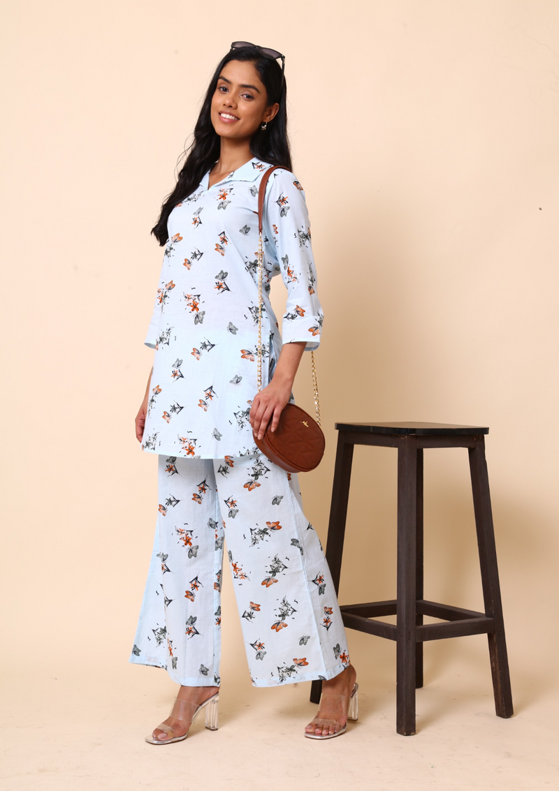 Orange Butterfly Palazzo Set