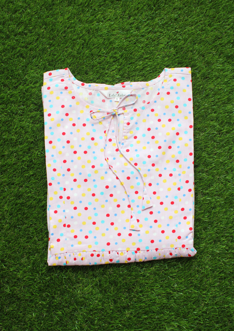 Pink Polka Peplum Set