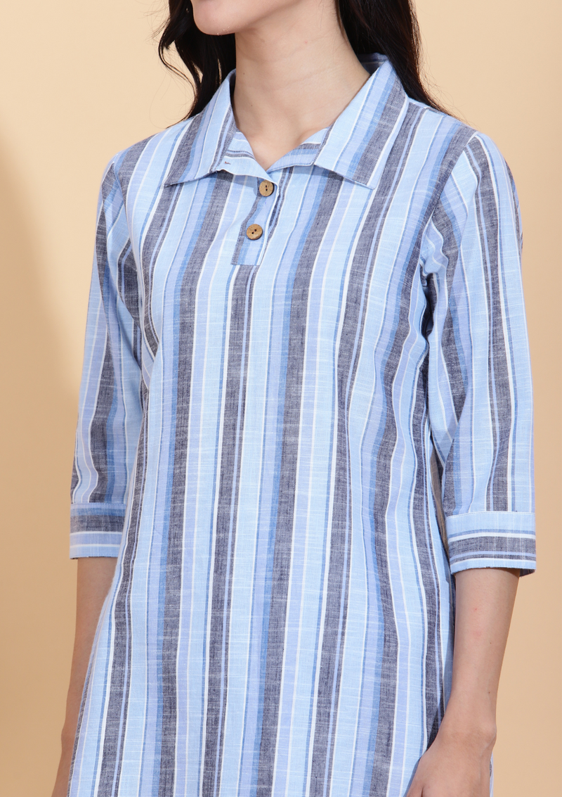 Blue Stripes Kurta Set