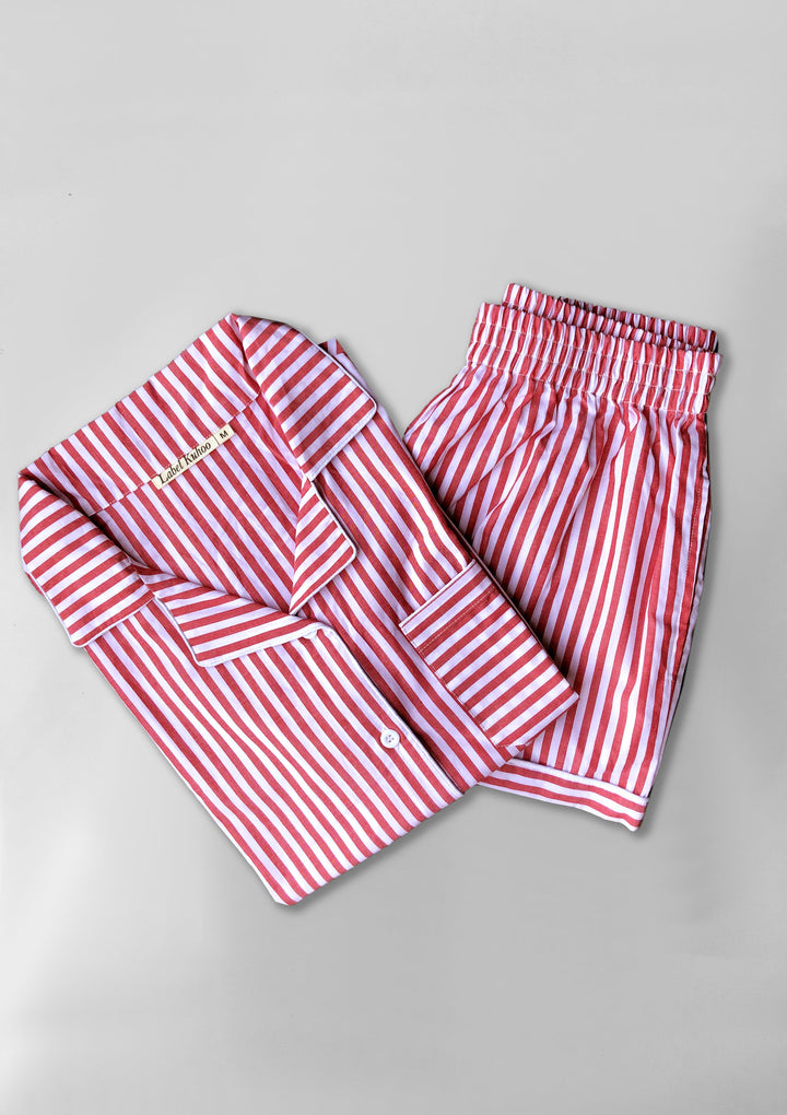 Red Candycane Shorts Set