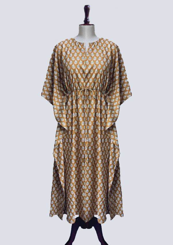 Mustard Boota Kaftan