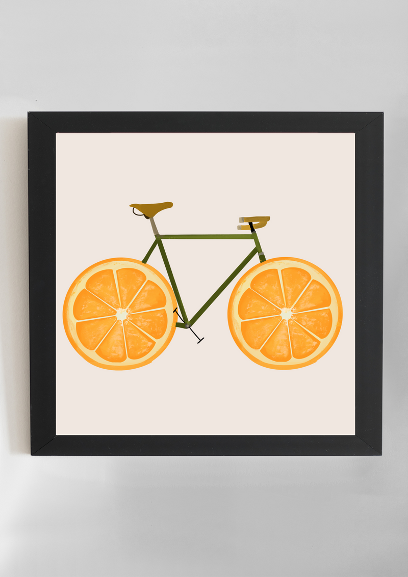 Orange Bicycle Wall Art