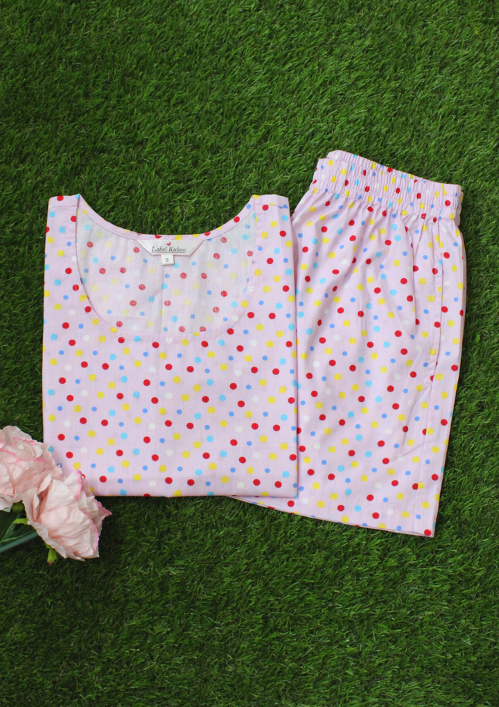 Pink Polka Sleeveless Shorts set